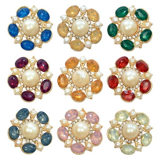 Round Crystal & Pearl Fancy Button