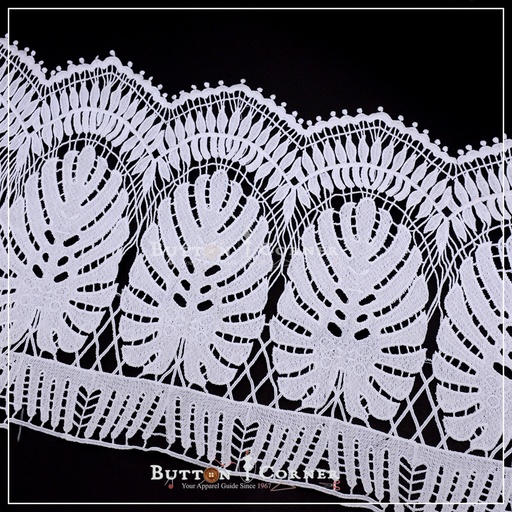 [AY69599-27 WHITE] One Side Border Shuttle Lace
