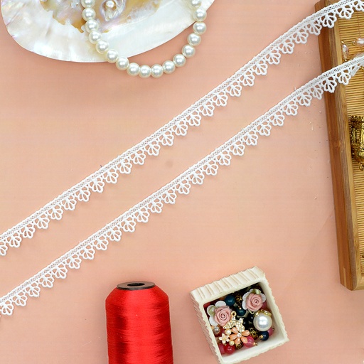 [D949 WHITE] One Side Border Shuttle Lace