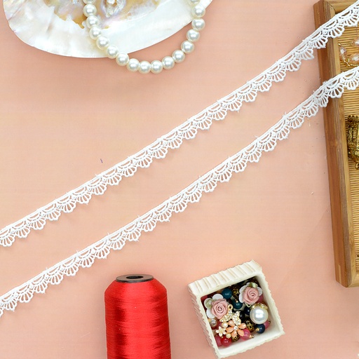 [D14668 WHITE] One Side Border Shuttle Lace