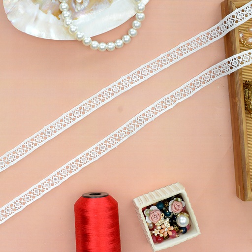 [D5920 WHITE] Double Side Border Shuttle Lace