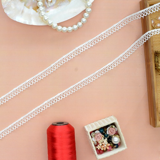 [D692 WHITE] One Side Border Shuttle Lace