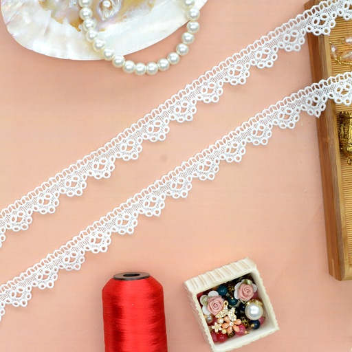 [D7548 WHITE] One Side Border Shuttle Lace