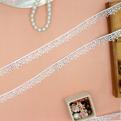 [AL075 WHITE] One Side Border Organza Lace