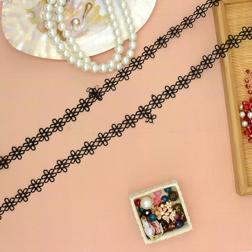 [KL06-2 BLACK] Flower Shuttle Lace