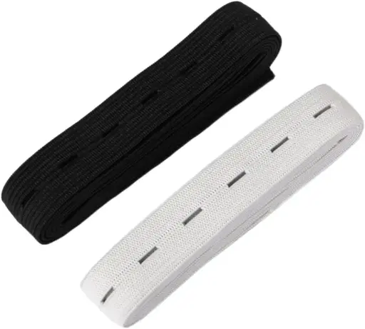 0.75" Inch Buttonhole Polyester Elastic Band in Black & White