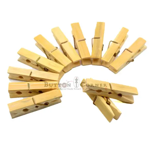 Metal Spring Natural Bamboo Wood Pegs/Pins