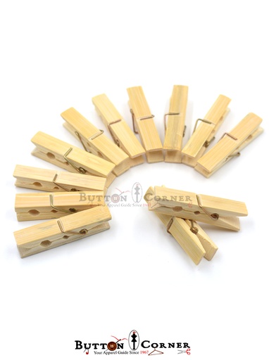 Metal Spring Natural Bamboo Wood Pegs