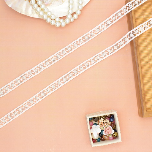 [D5920 PEARL WHT] Double Side Border Lace With Pearl