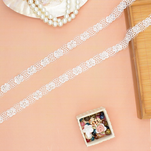 [ALN338 PEARL WHT] Shuttle Sequence Lace With Pearl