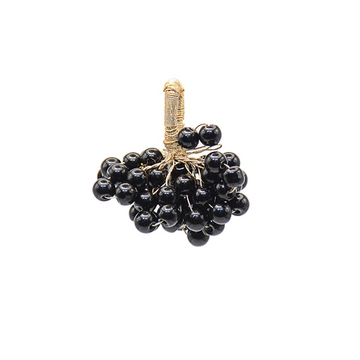 [TSL115 BLACK] Black Bead Cluster Fancy Tassel with Metallic Loop