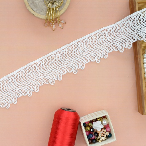 [D14823 WHITE] One Side Border Shuttle Lace