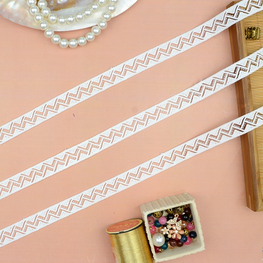 [A6735 WHITE] Double Side Border Shuttle Lace