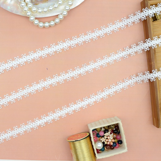 [A6709 WHITE] Centre Border Shuttle Lace