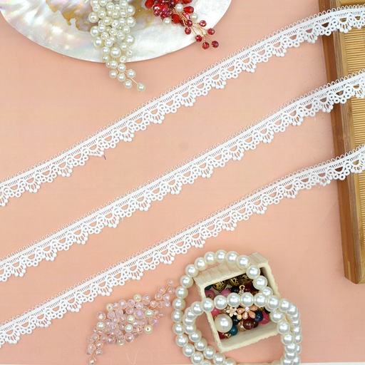 [A6654 WHITE] One Side Border Shuttle Lace