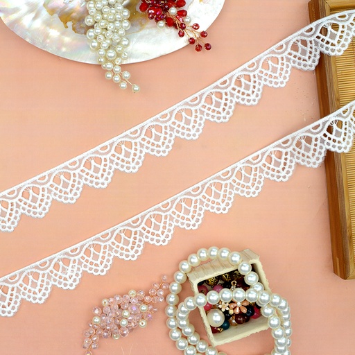[AL084 WHITE] One Side Border Organza Lace