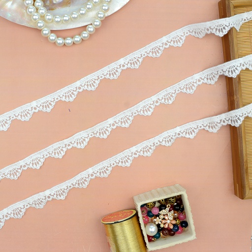 [ALW1020 WHITE] One Side Border Net Lace