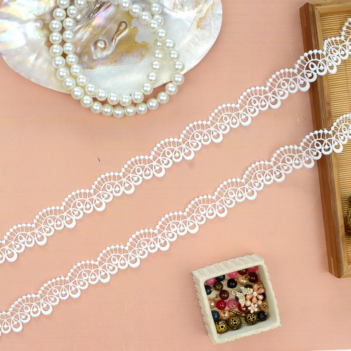 [811215-2 WHITE] One Side Border Shuttle Lace
