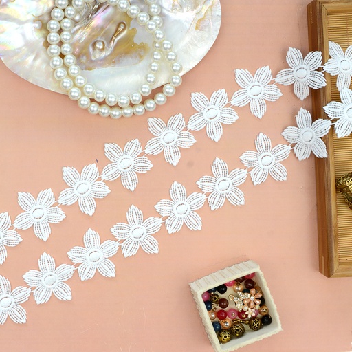 [87237-4U WHITE] Flower Shuttle Lace
