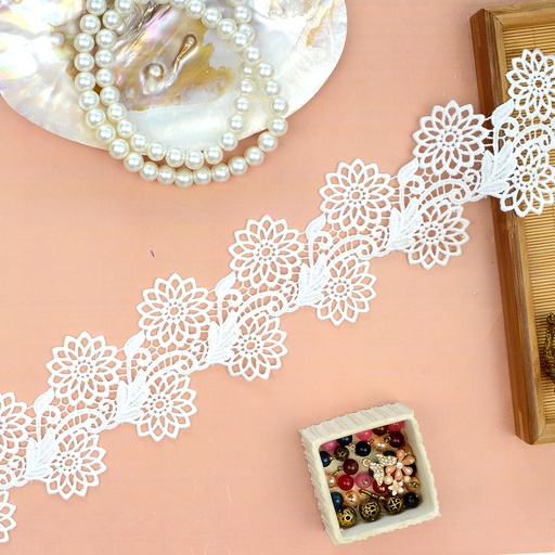 [86677-7 WHITE] Applique Shuttle Lace