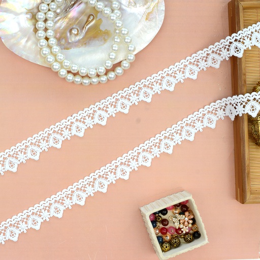 [19622-2 WHITE] One Side Border Shuttle Lace