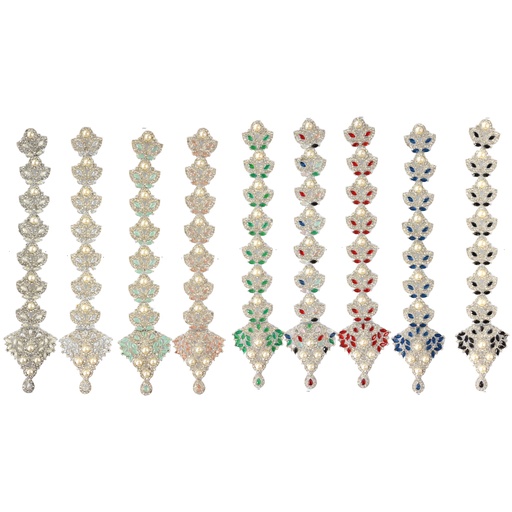 Silver Base Fancy Kundan Button Patti