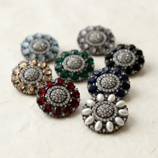 Antique Base Fancy Kundan Button