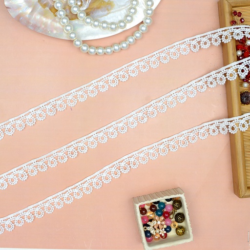 [D8195 WHITE] One Side Border Shuttle Lace