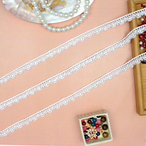[D14822 WHITE] One Side Border Shuttle Lace