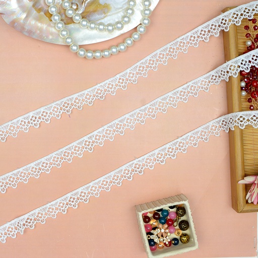 [ALN434 WHITE] One Side Border Shuttle Lace