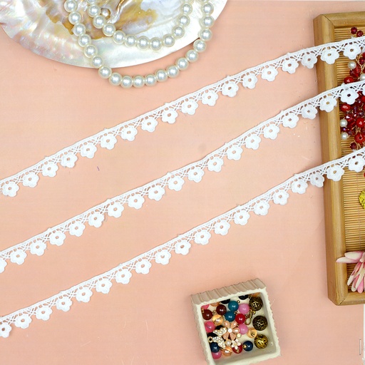 [ALN436 WHITE] One Side Border Shuttle Lace