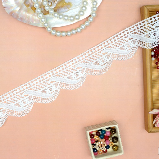 [ALN437 WHITE] One Side Border Shuttle Lace