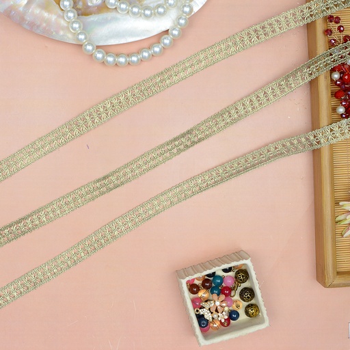 [TL24 LIGHT GOLD] Double Side Border Metallic Yarn Lace