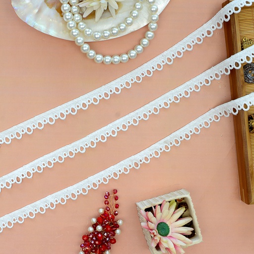 [D15386 WHITE] One Side Border Shuttle Lace