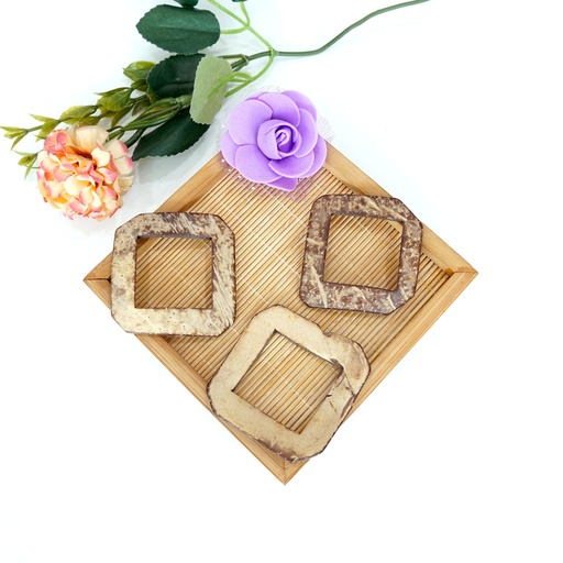 [CBL020 BROWN] Square Coconut Shell Slide Buckle