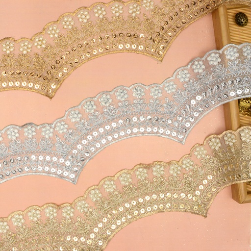 Fancy Metallic Yarn Sequence Lace