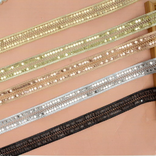 Fancy Metallic Yarn Sequence Lace
