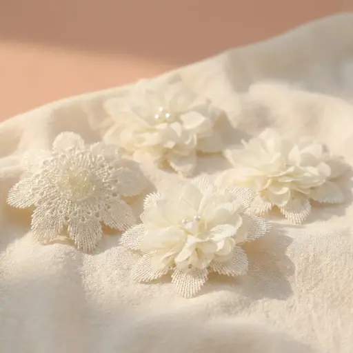 [HB-865 WHITE] 3D Flower With Pearl