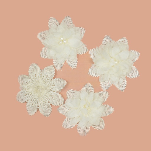 [HB-865 WHITE] 3D Flower With Pearl