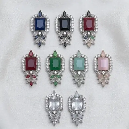 Silver Base Fancy Kundan Button