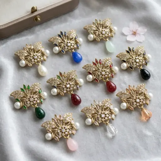 Butterfly Shape Fancy Kundan Button