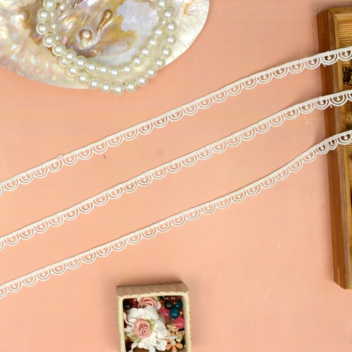 [D15716 WHITE] One Side Border Shuttle Lace