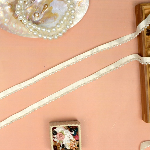 [PRL02 WHITE] Fancy Pearl & Beads Hanging Lace