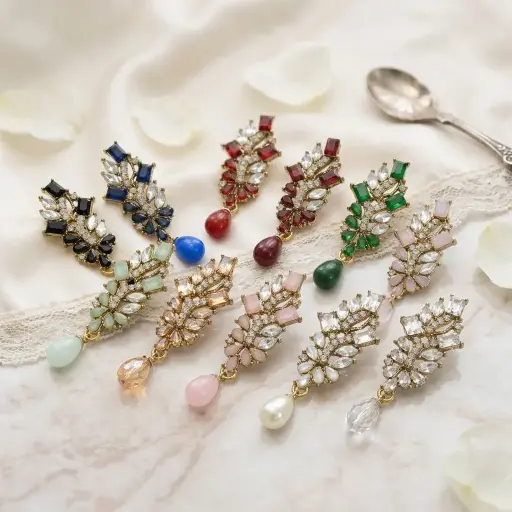 Gold Base Fancy Kundan Button