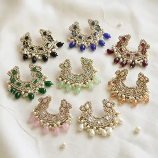 Gold Base Fancy Kundan Button