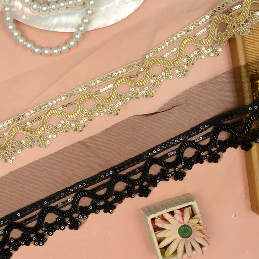 Fancy Glass Beads Sequence Lace
