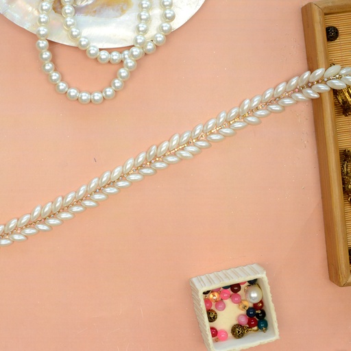 [PRL83 PEARLY WHITE] Hand Made Pearl & Crystal Lace