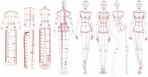 [FDTR9] Fashion Drawing Template Ruler Set