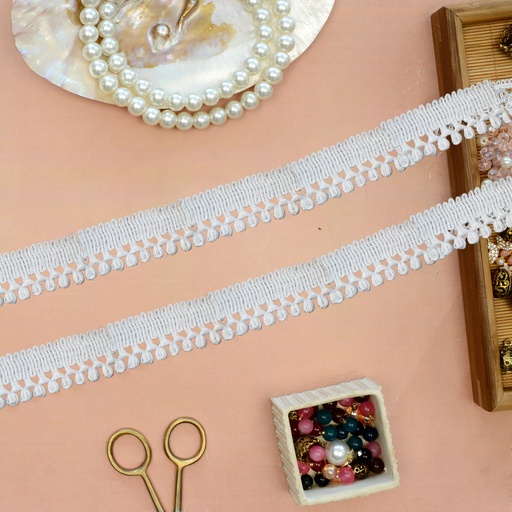 [CRL381 WHITE] One Side Border Crochet Lace