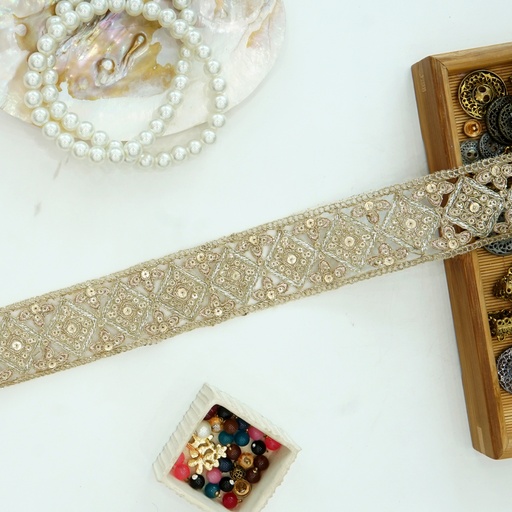 [FANL1202 GOLD] Fancy Metallic Yarn Gota Lace